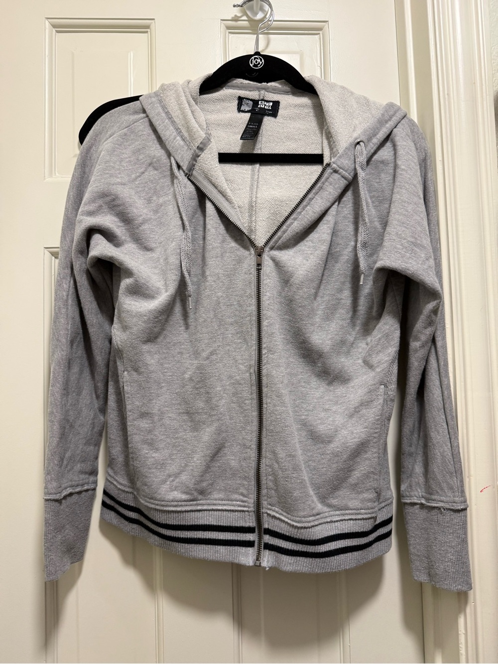 Central Park West Light Gray Zip-Up Hoodie with Hood